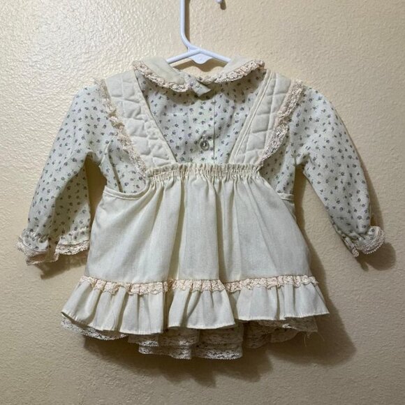 Vintage Evy Of California Baby Girls Floral 2 Piece Dress Set Size 12 Months - Picture 2 of 5